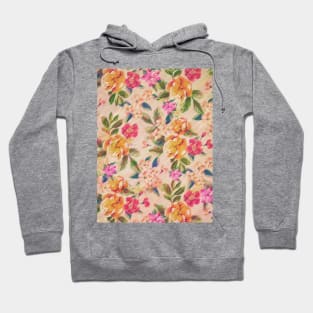 Golden Flitch (Digital Vintage Retro / Glitched Pastel Flowers - Floral design pattern) Hoodie